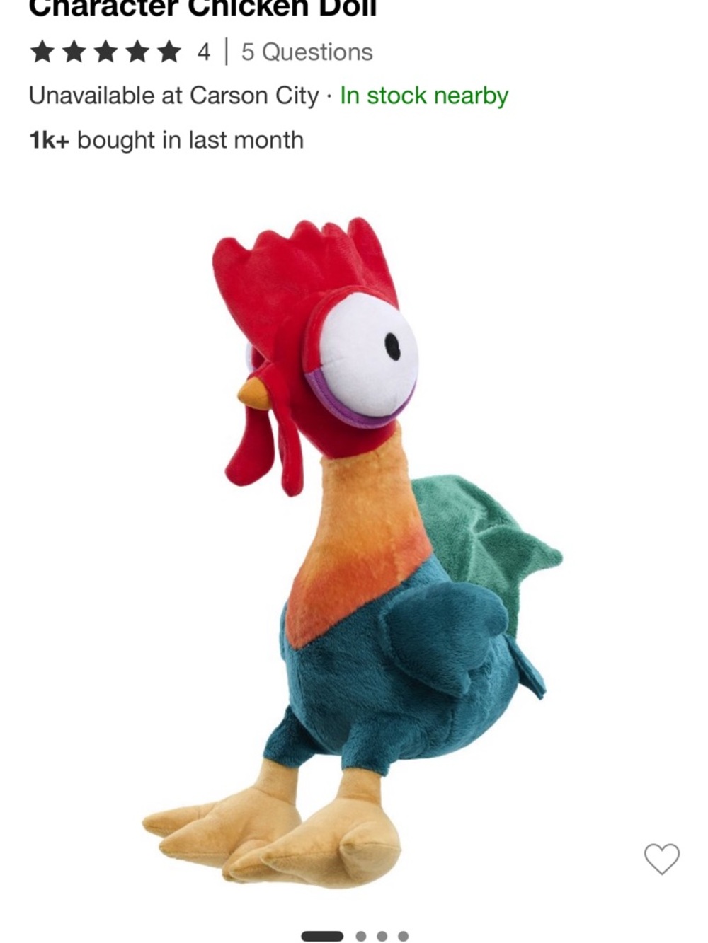 Plush Character Chicken Dog Toy - Multicolor
